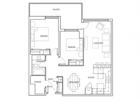 Royal Rose in Etobicoke,ON open concept 2 bed 1 bath floor plan